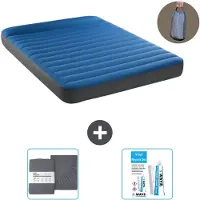 Intex Colchón inflable - Para 2 personas - 152 x 203 x 22 cm - Azul - Incluye bomba - Incluye sábanas ajustables y kit de reparación