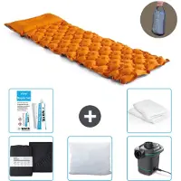 Intex Colchoneta de camping – para 1 persona – 71 x 191 x 11 cm – Naranja – Incluye: sábana ajustable, cojín, bomba y kit de reparación, además de protector para el cojín