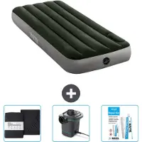 Intex Colchón inflable - 1 persona - 76 x 191 x 25 cm - Verde - Incluye sábana ajustable y kit de reparación de bomba