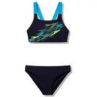 Speedo - Women's Medley Logo V-Back Bikini Set - Bikini size 42, azul