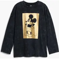 Desigual , Camiseta manga larga Mickey Mouse, NiñOs, Algodon, Negro, 13/14