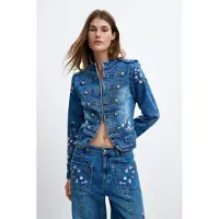Desigual , Cazadora bordada M. C. Lacroix, Mujer, Algodon, Azul, XL