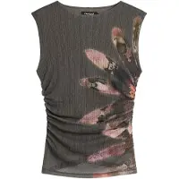 Desigual , Camiseta Sin Mangas Knit, Mujer, Poliester, Negro, XS