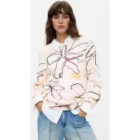 Desigual , Sudadera Estampado Floral, Mujer, Algodon, Blanco, S