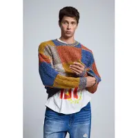 Desigual , jersey patchwork punto, Hombre, Naranja, S