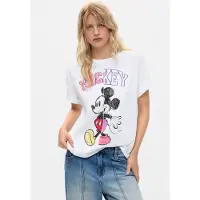 Desigual , Camiseta Mickey, Mujer, Algodon, Blanco, XL