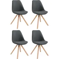 BellaFurn Juego de cuatro sillas de visita tapizadas – sillas para anfitriones – excelente comodidad para sentarse | Color: Gris oscuro. Color de la tapicería: Natural