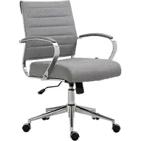BellaFurn Silla de oficina ergonómica, silla de escritorio – Comodidad ajustable, estructura con acabado cromado | Material: Tela, color: gris