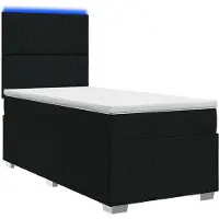 Syfax Cama con somier y base LED, con colchón, color negro, 100 x 200 cm, tapizada en tela