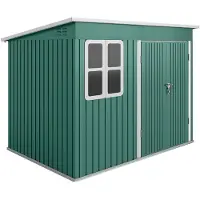 BellaFurn Casa de jardín de metal con ventana y puerta ancha – Verde | Color: Verde | Dimensiones: 260x177x190 cm