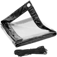 BellaFurn Lona transparente de PVC impermeable con ojales y cuerda | Transparente | 200x100 cm