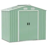 BellaFurn Casa de jardín de metal con puertas correderas | Color: Verde | Dimensiones: 130 x 213 x 185 cm