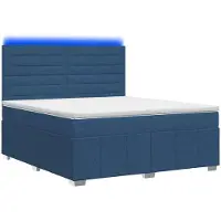Syfax Cama con somier y colchón LED, color azul, 140 x 200 cm, tapizada en tela
