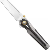 Kizer Cutlery Navaja Staff S45VN, Light Gray Titanium & Carbon Fiber, Satin