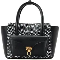 Coccinelle Bolso de mano 'Handbag Elaphe Printed Leather/Calf Smooth Leather' negro