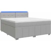 Syfax Cama con somier y colchón, color gris claro, 140 x 200 cm, tapizada en tela