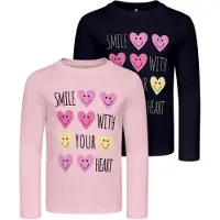ONLY GIRLS Camiseta 'Candy' azul oscuro / amarillo / lila / rosa claro