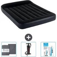 Intex Colchón inflable – Cama doble – 137 x 191 x 25 cm – Azul oscuro – Incluye sábanas ajustables, bomba y kit de reparación