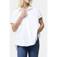 French Connection Cambria Cotton Half Lace Shirt Linen White Linen White Talla: XL | Blusas Outlet | Mujer | Blanco