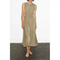 French Connection Celina Cupro Slvlss Cargo Dres Washed Khaki Talla: 8 | Vestidos Midi Outlet | Mujer | Marrón