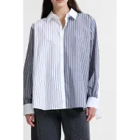 French Connection Cambria Cotton Striped Ls Shir Linen White Grey Mix Talla: XL | Manga Larga Outlet | Mujer | Blanco