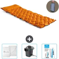 Intex Colchoneta de camping – para 1 persona – 71 x 191 x 11 cm – Naranja – Incluye sábana bajera, bomba y kit de reparación