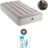 Intex Colchón inflable - Para 1 persona - 99 x 191 x 30 cm - Gris - Incluye bomba - Kit de reparación