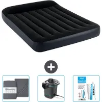 Intex Colchón inflable – Cama doble – 137 x 191 x 25 cm – Azul oscuro – Incluye sábanas ajustables, bomba y kit de reparación