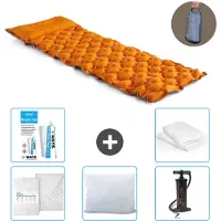 Intex Colchoneta de camping – para 1 persona – 71 x 191 x 11 cm – Naranja – Incluye: sábana ajustable, cojín, bomba y kit de reparación, además de protector para el cojín
