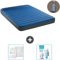 Intex Colchón inflable - Para 2 personas - 152 x 203 x 22 cm - Azul - Incluye bomba - Incluye sábanas ajustables y kit de reparación