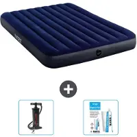 Intex Colchón inflable – Para 2 personas – 152 x 203 x 25 cm – Azul – Incluye bomba y kit de reparación