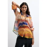 Desigual , Blusa Manga Larga Estampada, Mujer, Poliester, M