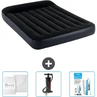 Intex Colchón inflable – Cama doble – 137 x 191 x 25 cm – Azul oscuro – Incluye sábanas ajustables, bomba y kit de reparación