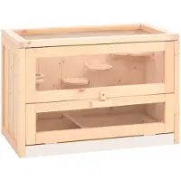 vidaXL Jaula para hámster, 60x35,5x42 cm, madera maciza de abeto