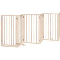 vidaXL Barrera para perros con puerta, plegable, 6 paneles, 300 cm, madera de álamo