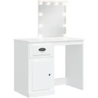 vidaXL Mesa de maquillaje con luces LED, color blanco, 90x42x132,5 cm