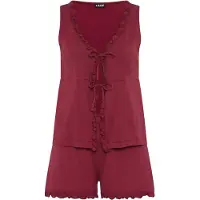 LASCANA Pijama de pantalón corto burdeos