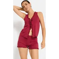 LASCANA Pijama de pantalón corto burdeos