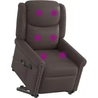 vidaXL Sillón reclinable con masaje, color marrón brillante, tapizado en cuero sintético ()