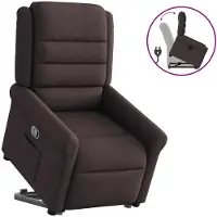 vidaXL Sillón reclinable Relax de con ayuda para levantarse, color marrón oscuro, tapizado en tela