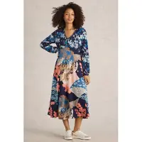 White Stuff Megan Jersey Dress Navy Multi Talla: 12 REGULAR | Vestidos Midi Outlet | Mujer | Azul