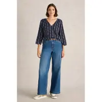 White Stuff Rae Organic Cotton Top Navy Multi Talla: 6 | Manga Larga Outlet | Mujer | Azul