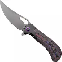 Kizer Cutlery Navaja Cyclone S35VN, Black Ti & Purple Haze FatCarbon, Matte DLC Ultra