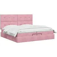 vidaXL : Otomana con cama y colchón, color rosa, con iluminación LED, 200 x 200 cm, tapizada en terciopelo