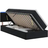 vidaXL Cama con almacenamiento LED, con colchón, color negro, 90 x 190 cm, tapizada en terciopelo