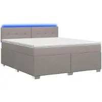 Syfax Cama con somier, colchón y luz LED, color taupe, 160 x 200 cm, tapizada en tela