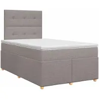 Syfax Cama con somier y colchón, color taupe, 120 x 200 cm, tapizada en tela
