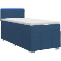 Syfax Cama con somier y colchón, con cabecero, color azul, 100 x 200 cm, tapizada en tela