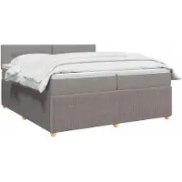 vidaXL Cama con somier y colchón , color taupe, 200 x 200 cm, tapizada en tela