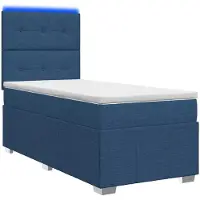 Syfax Cama con somier y colchón LED, color azul, 90 x 200 cm, tapizada en tela